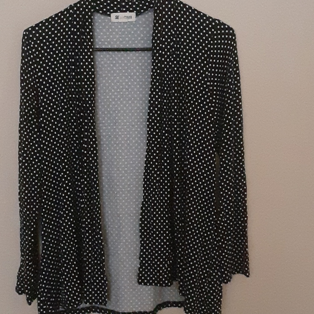 🐥Blue Mood Black and White Polka Dot Cardign